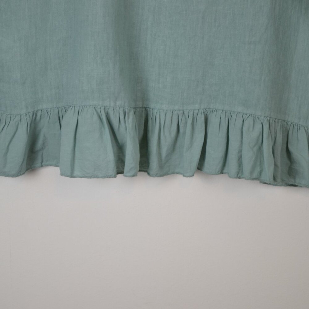 Terzo Millennio Linen Tunic Top Womens M Ruffle Short Sleeve Hem Lagenlook Top - Picture 2 of 8